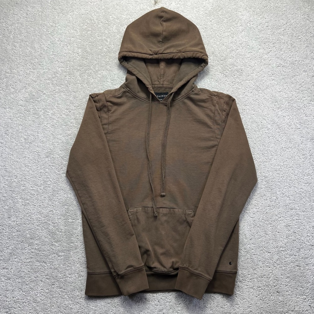 AllSaints Hoodie Mens Medium Brown Faded Pullover Terry Cotton Grunge Sirrah Oth